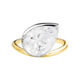 You Got This Pear Cut Halo Ring featuring a pear cut cubic zirconia on a sterling silver and gold band.