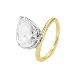 You Got This Pear Cut Halo Ring featuring a pear cut cubic zirconia in sterling silver and 14K gold.