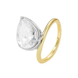 You Got This Pear Cut Halo Ring featuring a pear cut cubic zirconia in sterling silver and 14K gold.