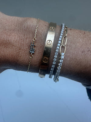 How Lucky Are We Gold Chain Bracelet