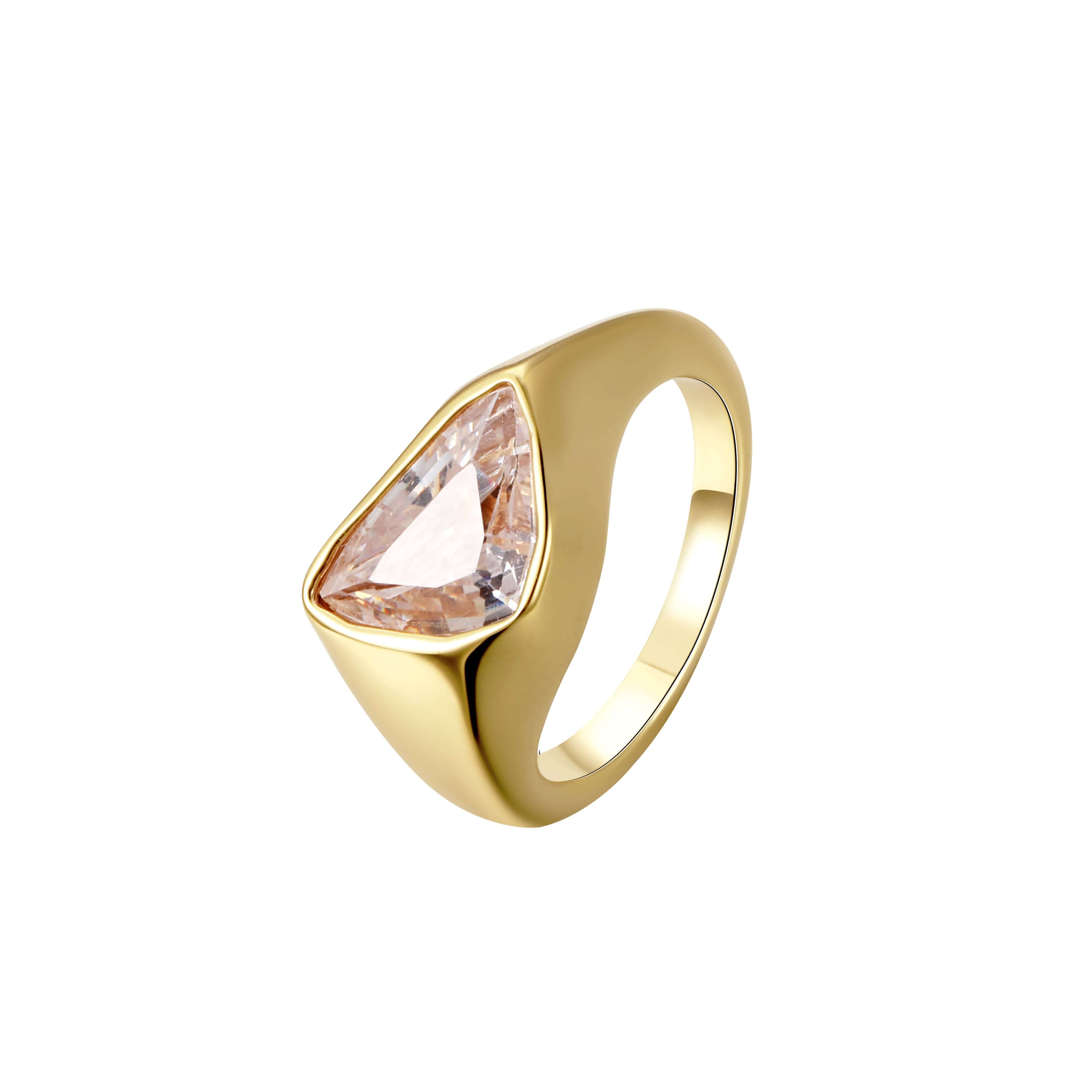 Girl Have Fun Ring featuring a sculptural triangular-cut stone on a smooth tapered band.