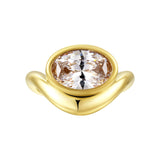Having A Moment Ring featuring a sculptural oval-cut stone set in a smooth molten-inspired band.