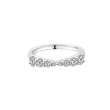 Little By Little Silver Stacking Ring featuring a sleek band and sparkling stones.