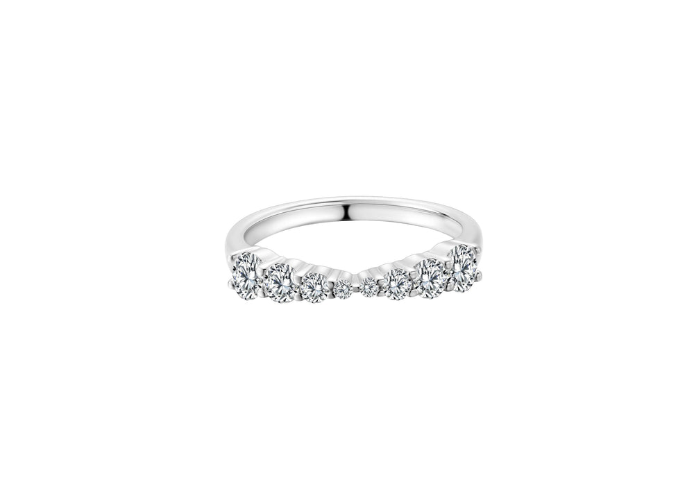 Little By Little Silver Stacking Ring featuring a sleek band and sparkling stones.