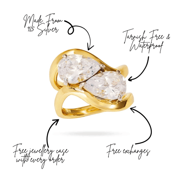 Just A Girl Ring Double Pear Gold Ring