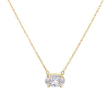 True Love Story Oval Solitaire Necklace featuring a brilliant CZ stone in a sleek setting on a delicate gold chain.