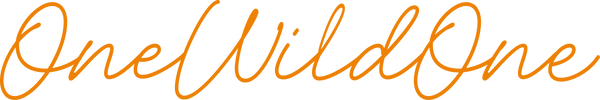 One Wild One logo in an artistic orange script font on a white background.
