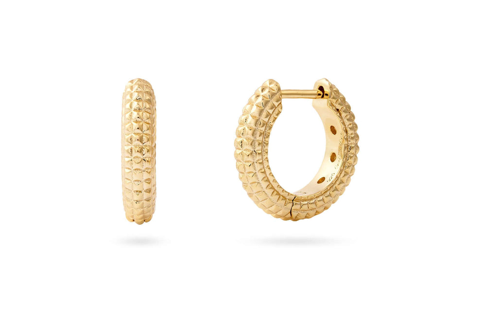 Stay Golden Textured Gold Hoop Earrings showcasing textured design and elegant craftsmanship.