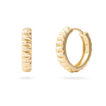 Becoming Her Ridged Gold Hoop Earrings showcasing a subtle ridged texture, ideal for a layered look.