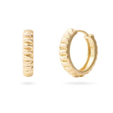 Becoming Her Ridged Gold Hoop Earrings showcasing a subtle ridged texture, ideal for a layered look.