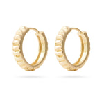 Becoming Her Ridged Gold Hoop Earrings featuring a subtle ridged texture and 2cm diameter, perfect for layering or solo wear.