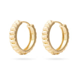 Becoming Her Ridged Gold Hoop Earrings featuring a subtle ridged texture and 2cm diameter, perfect for layering or solo wear.