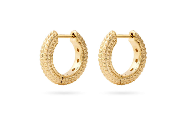 Stay Golden Textured Gold Hoop Earrings featuring a unique textured design and elegant gold finish.