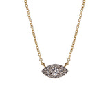 Forever In Those Eyes Evil Eye Necklace in 925 sterling silver with a 14k gold plated finish and rhodium pendant.
