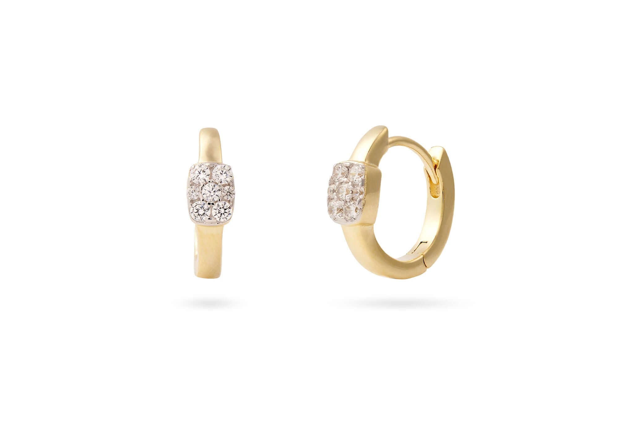 Good Things Are Coming Gold Hoop Earrings featuring a subtle stone detail and 14k gold plating.