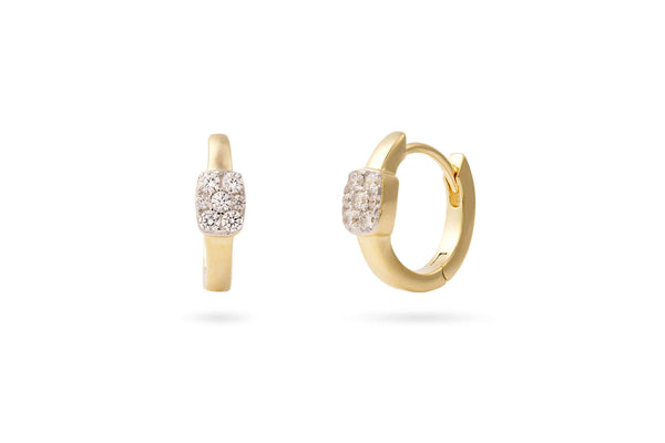 Good Things Are Coming Gold Hoop Earrings featuring a subtle stone detail and 14k gold plating.
