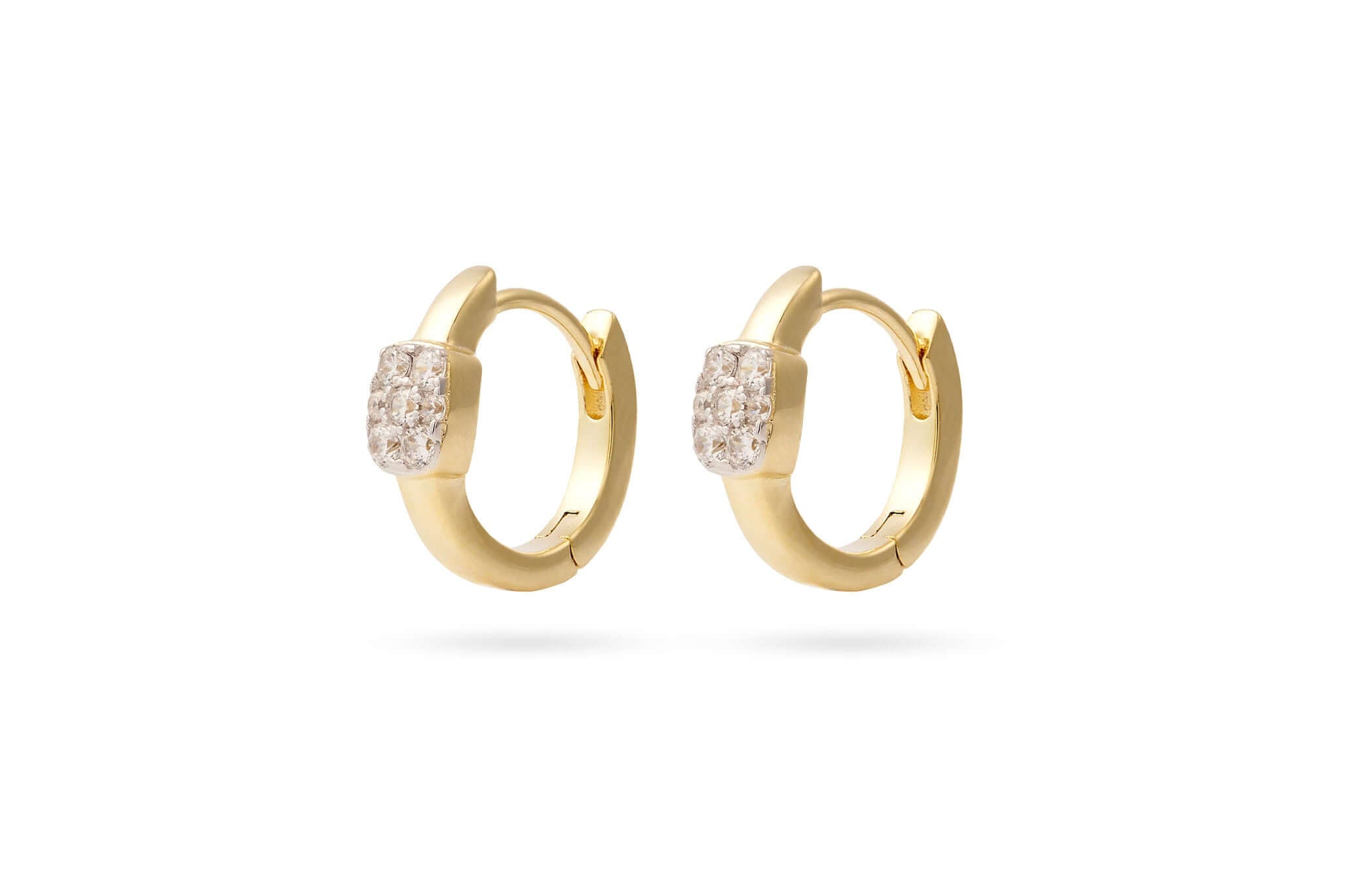 Good Things Are Coming Gold Hoop Earrings featuring a subtle stone detail and 14k gold plating for elegant style.