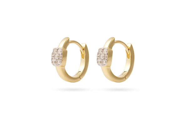 Good Things Are Coming Gold Hoop Earrings featuring a subtle stone detail and 14k gold plating for elegant style.