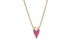 Pour Your Heart Into It Necklace featuring a delicate pink heart pendant on a gold chain.
