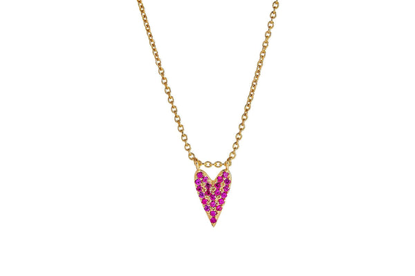 Pour Your Heart Into It Necklace featuring a delicate pink heart pendant on a gold chain.