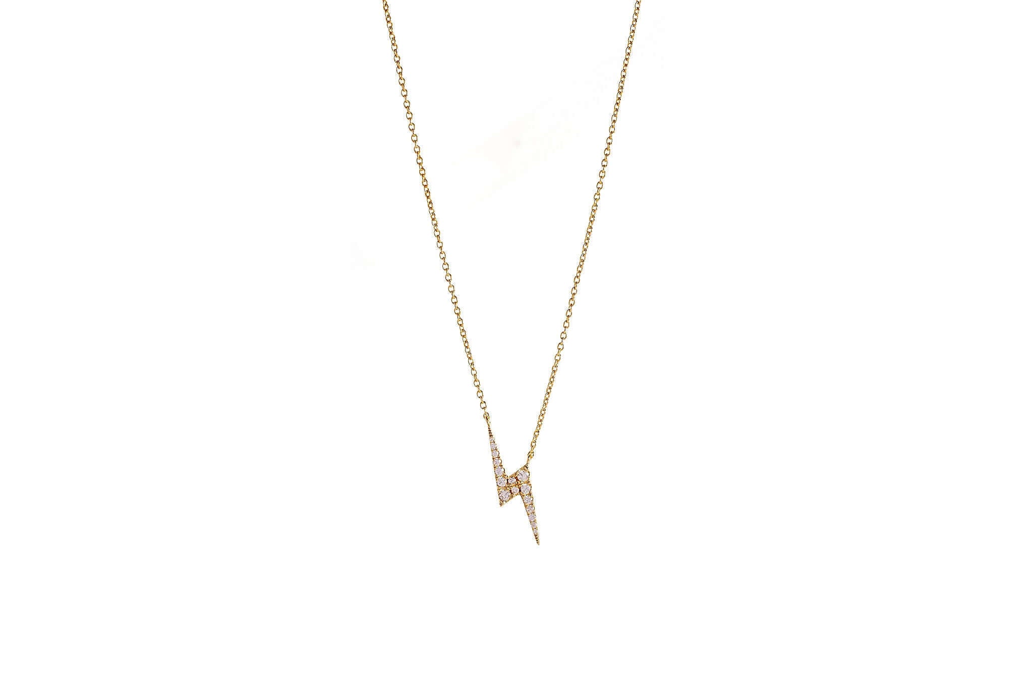 Flash Of Brilliance Lightening Necklace featuring a 925 sterling silver base with 14k gold plating.