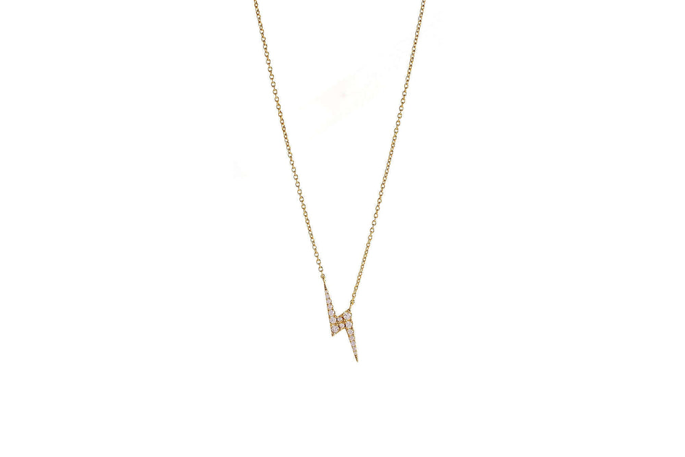 Flash Of Brilliance Lightening Necklace featuring a 925 sterling silver base with 14k gold plating.