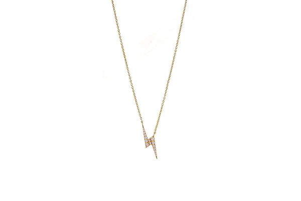 Flash Of Brilliance Lightening Necklace featuring a 925 sterling silver base with 14k gold plating.