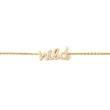 Wild Like The West Script Bracelet in 14k gold plating with adjustable sizing for a perfect fit.