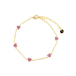 Be A Lover Pink Heart Bracelet in 925 sterling silver with 14k gold plating and pink heart details.