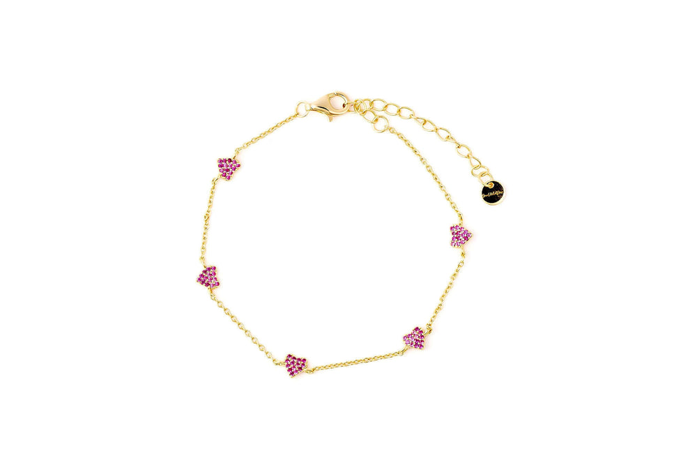 Be A Lover Pink Heart Bracelet in 925 sterling silver with 14k gold plating and pink heart details.