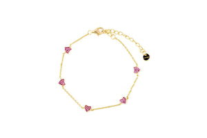 Be A Lover Pink Heart Bracelet in 925 sterling silver with 14k gold plating and pink heart details.