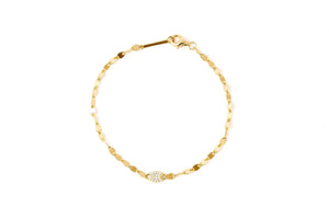 I See You Girl Gold Bracelet showcasing a refined design with gold links and a decorative centerpiece.