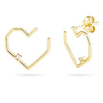 Follow Your Heart Gold Earrings featuring unique heart shape and elegant design with a sparkle.