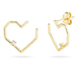 Follow Your Heart Gold Earrings featuring unique heart shape and elegant design with a sparkle.