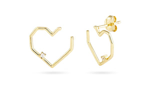 Follow Your Heart Gold Earrings featuring unique heart shape and elegant design with a sparkle.