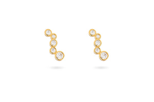 Holy Chic! Earrings featuring circular details in 18k gold plating and sparkling crystals for a modern chic look.