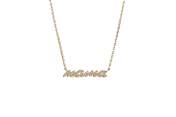 Mama Gold Script Necklace featuring a sparkling gold script pendant, ideal for mothers.