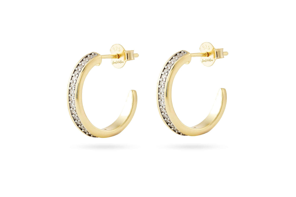 You Are Perfect Gold Hoop Earrings featuring gold plating and grey rhodium detail for a sophisticated look.