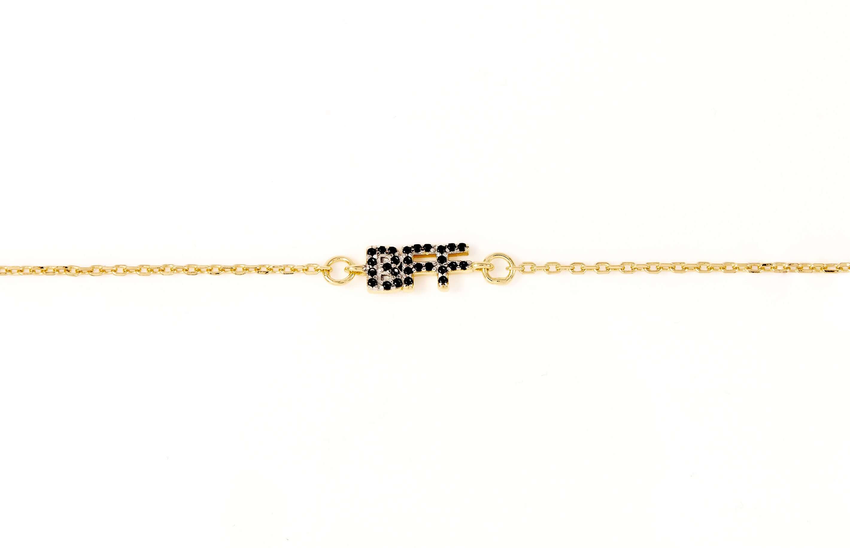 Always Better Together BFF Bracelet featuring a gold plating and black cubic zirconia detail.
