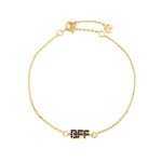 Always Better Together BFF Bracelet with gold plating and black cubic zirconia detail.