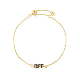 Always Better Together BFF Bracelet with gold plating and black cubic zirconia detail.