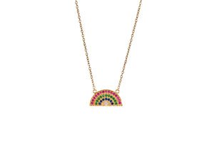 Too Sweet Rainbow Pendant Gold Necklace