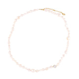 Pearl's A Singer Necklace featuring freshwater pearls on a 925 sterling silver chain with 14k gold plating and cubic zirconia.