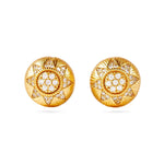 Here Comes The Sun Vintage Style Stud Earrings featuring 18k gold plating and cubic zirconia sun detail.