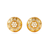 Here Comes The Sun Vintage Style Stud Earrings featuring 18k gold plating and cubic zirconia sun detail.