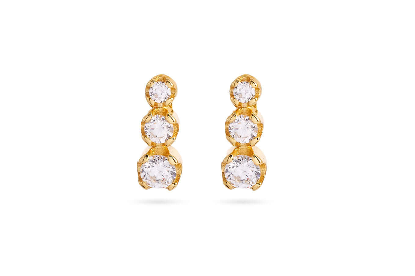 Three Wishes Stud Earrings in 18k gold with three sparkling stones for a chic minimalist look.