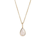 Time To Shine Pendant Necklace featuring a 14k gold plated pear drop pendant on an adjustable chain.