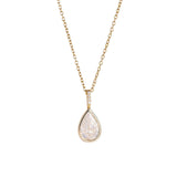 Time To Shine Pendant Necklace featuring a 14k gold plated pear drop pendant on an adjustable chain.