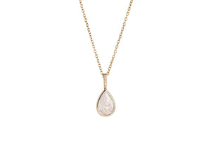 Time To Shine Pendant Necklace featuring a 14k gold plated pear drop pendant on an adjustable chain.