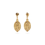 Better Together Palm Tree Earrings in 18K gold plating with intricate palm detailing and uplifting wording.
